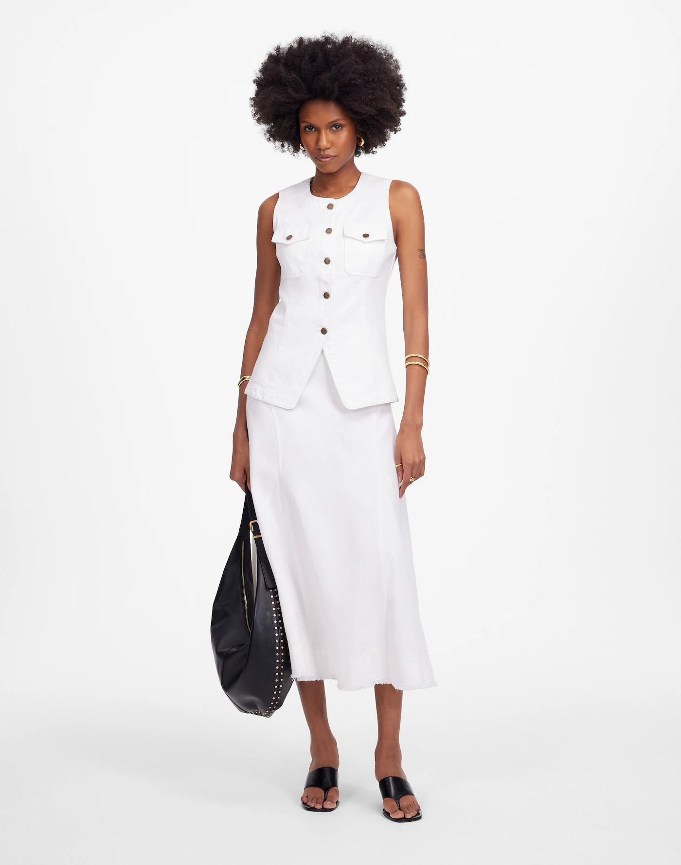 Denim High Crewneck Vest Product Image