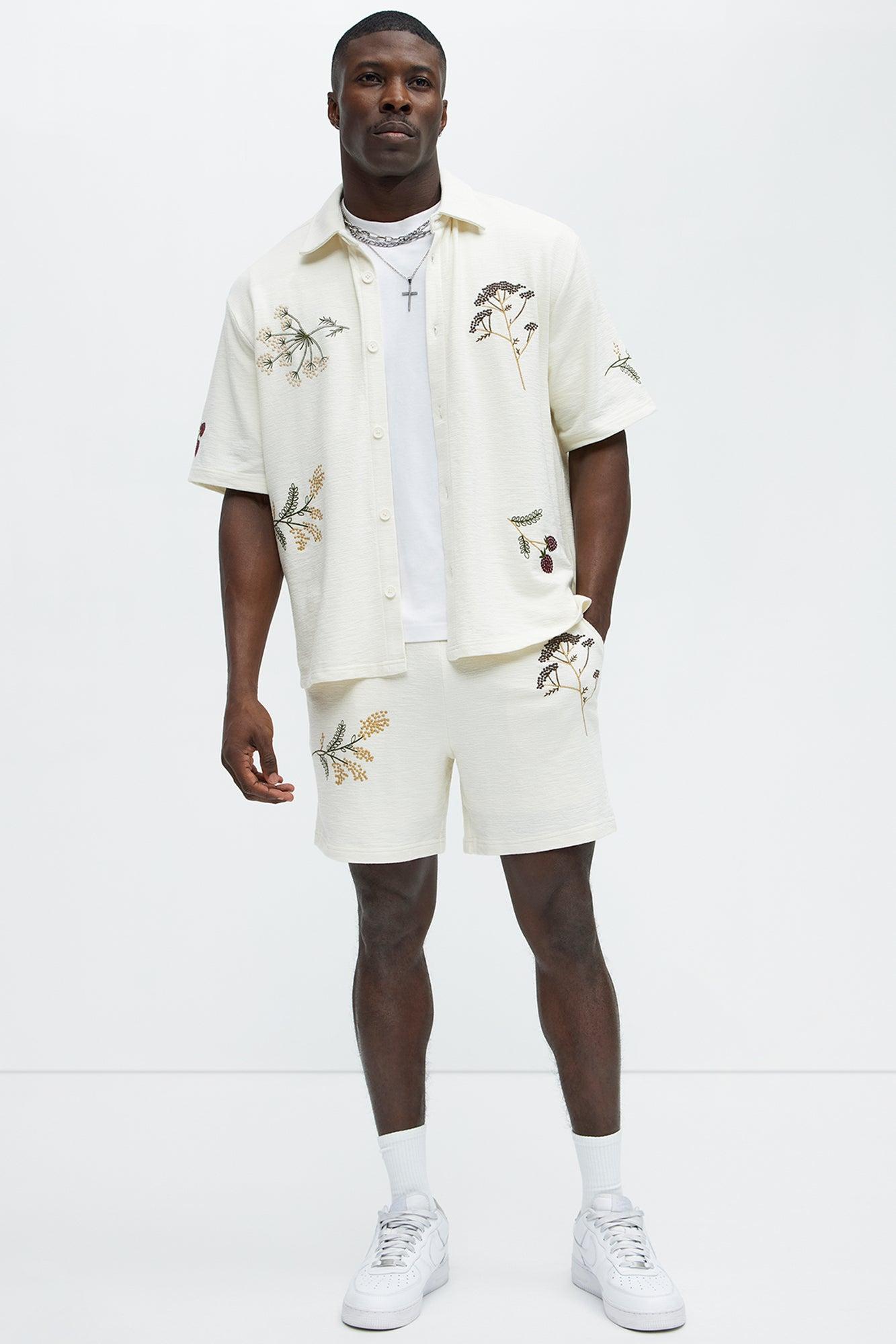 Berries And Blooms Embroidered Shorts - Cream Product Image