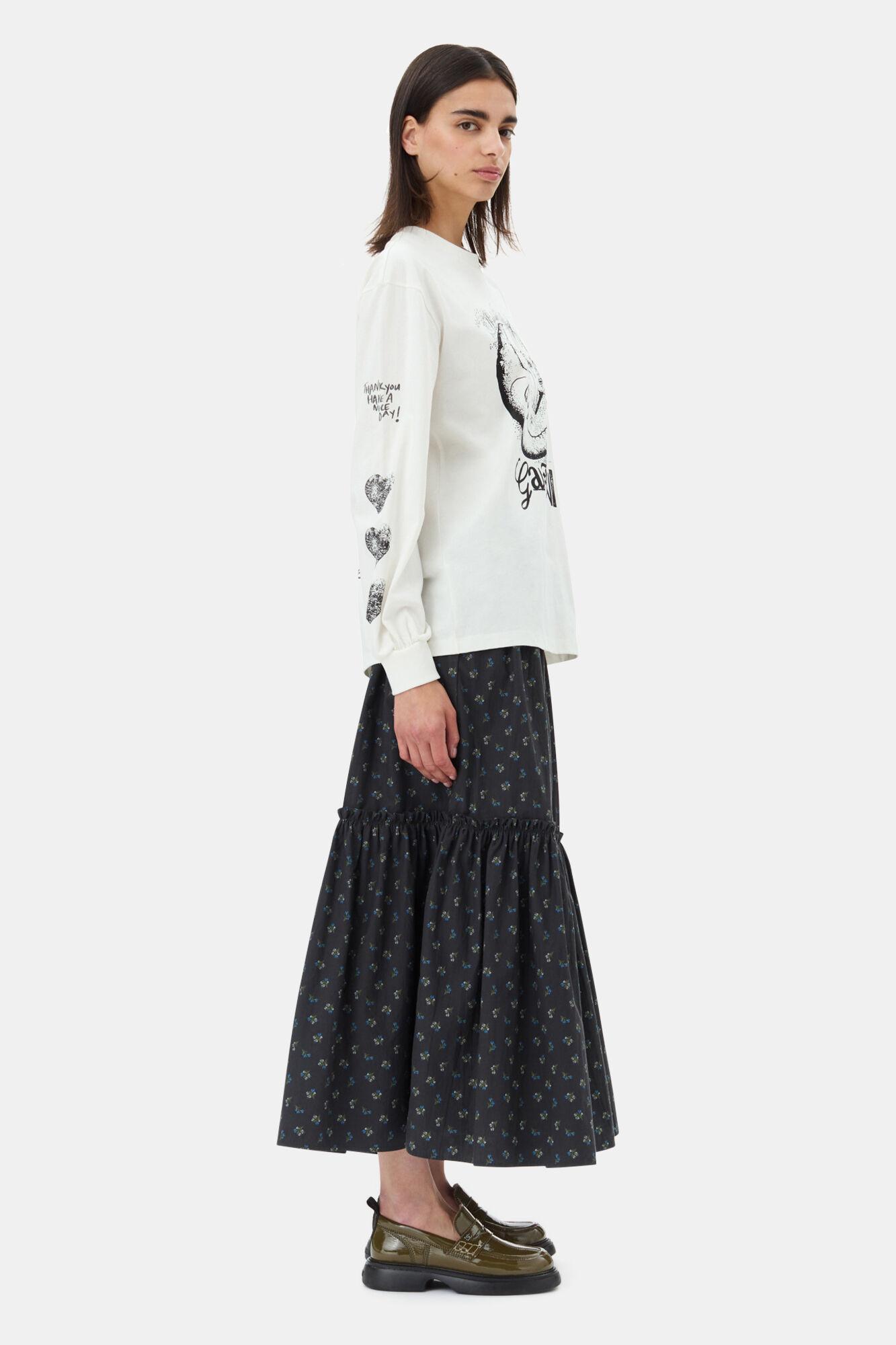 Black Floral Printed Maxi Skirt Product Image