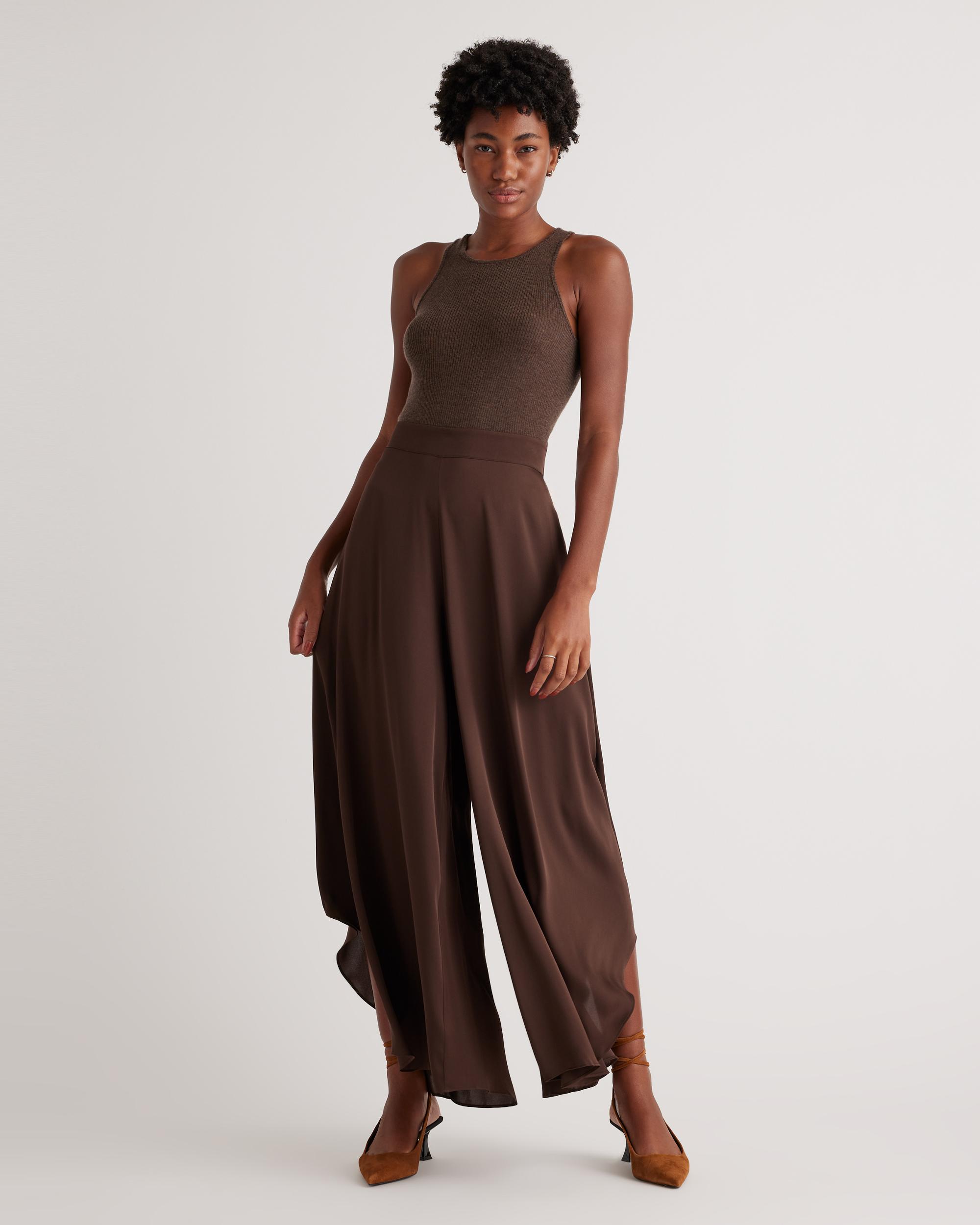 Quince | Women's Washable Stretch Silk Palazzo Pants Size XS, Mulberry Silk Product Image