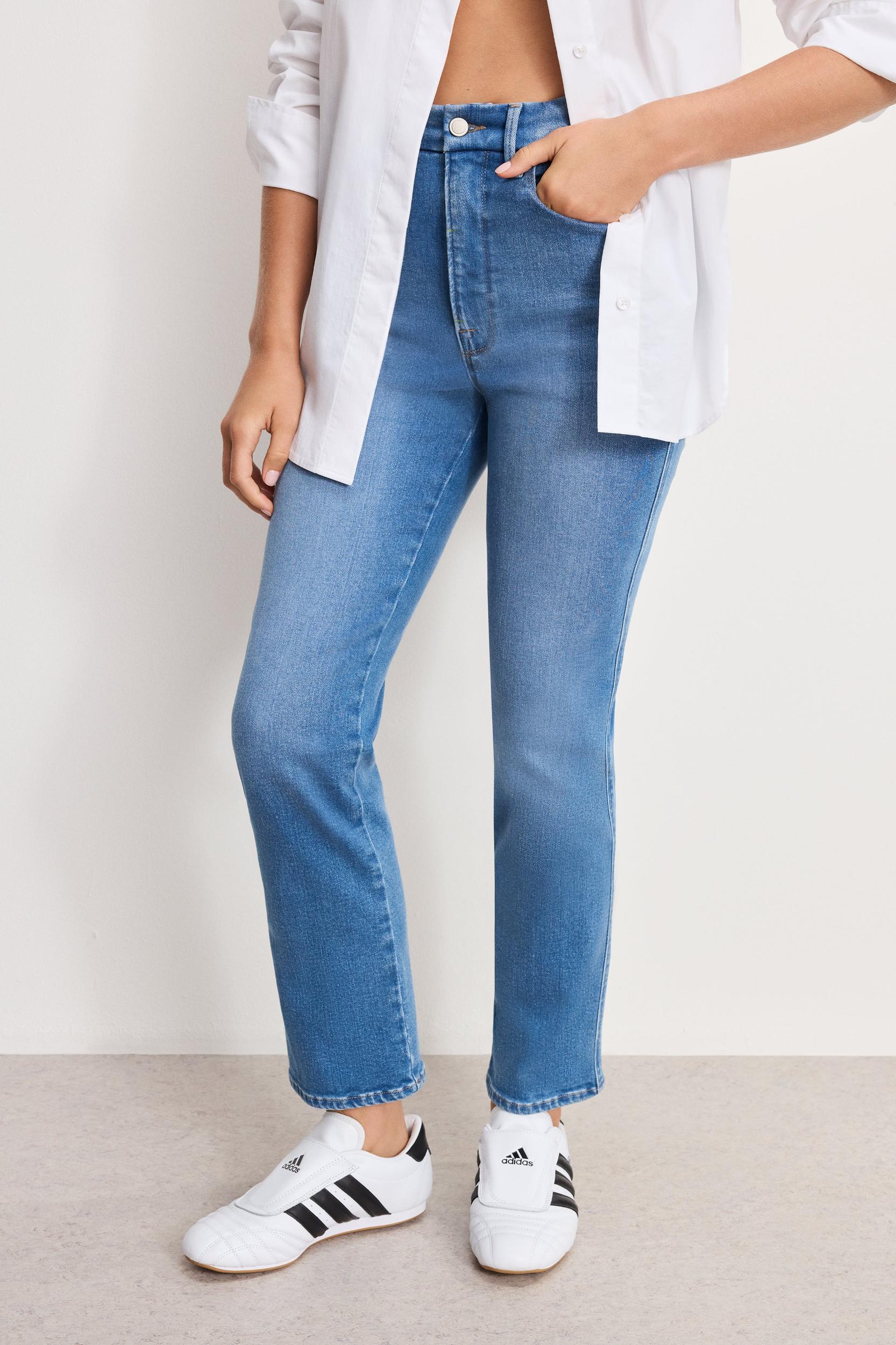 GOOD CURVE STRAIGHT COMPRESSION JEANS | INDIGO268 Product Image