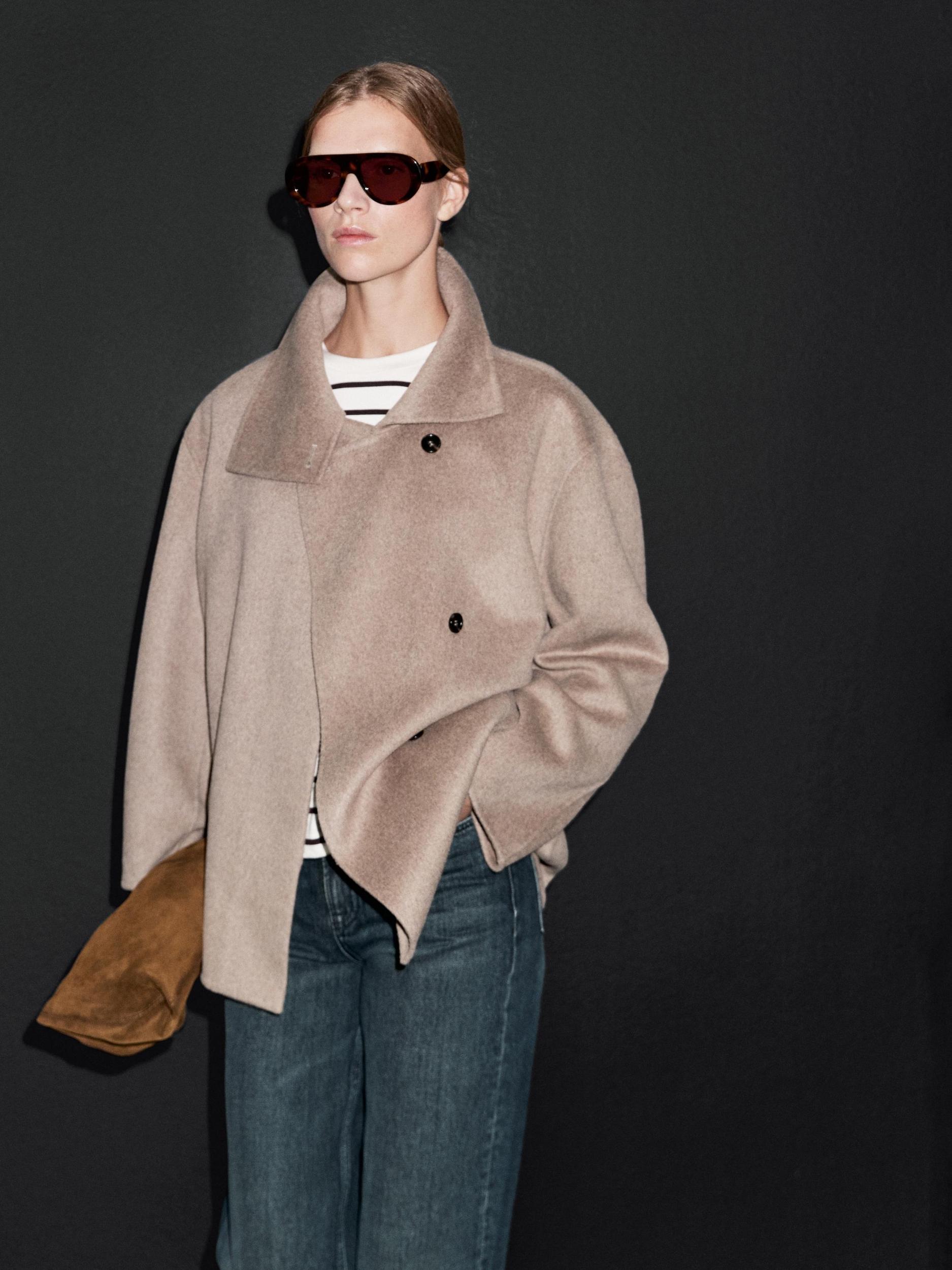 Wool blend high neck coat Product Image