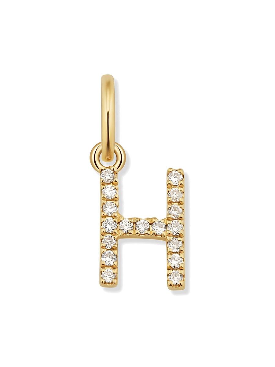 Womens 14K Yellow Gold My Letter Diamond Initial Pendant Charm Product Image