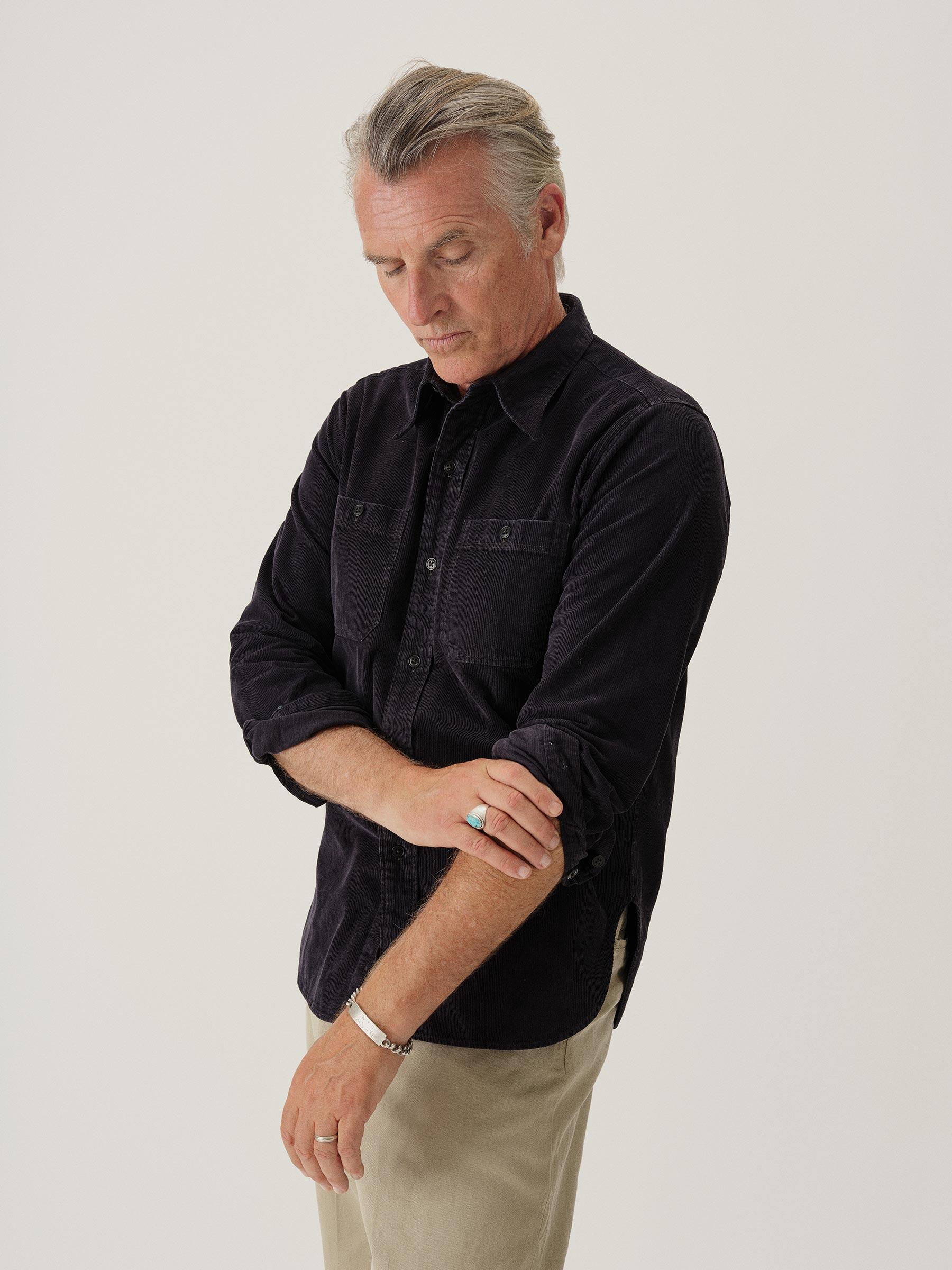 Dress Navy Draped Twill One Pocket Shirt Product Image