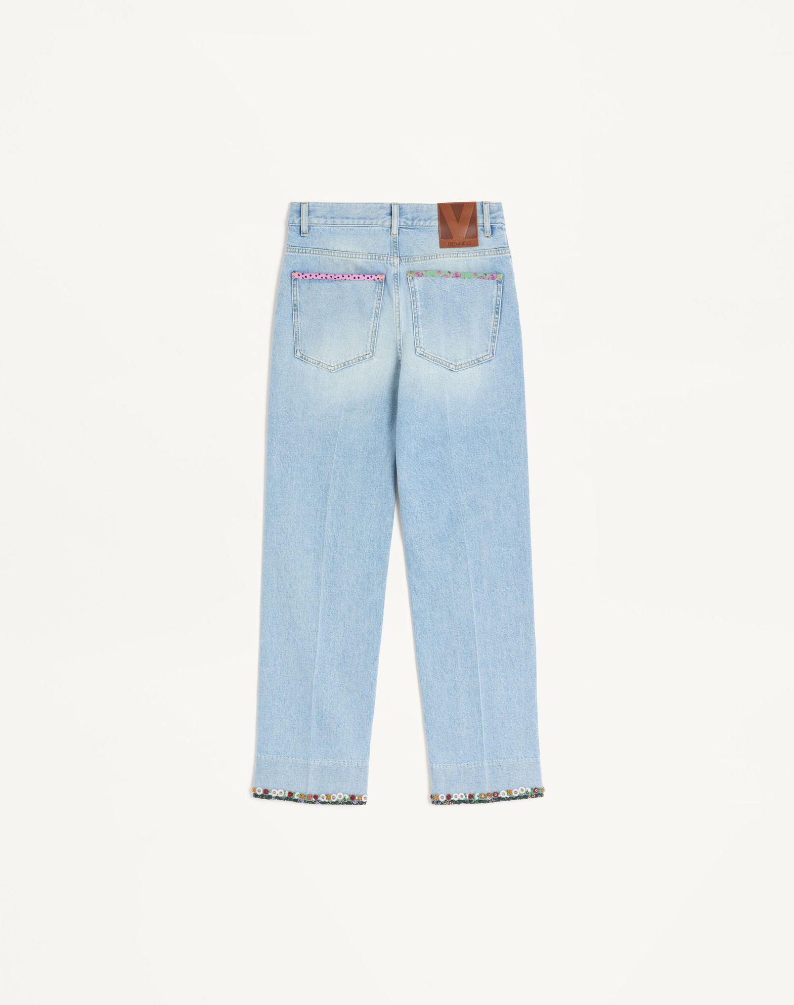 Embroidered Denim Pants Product Image