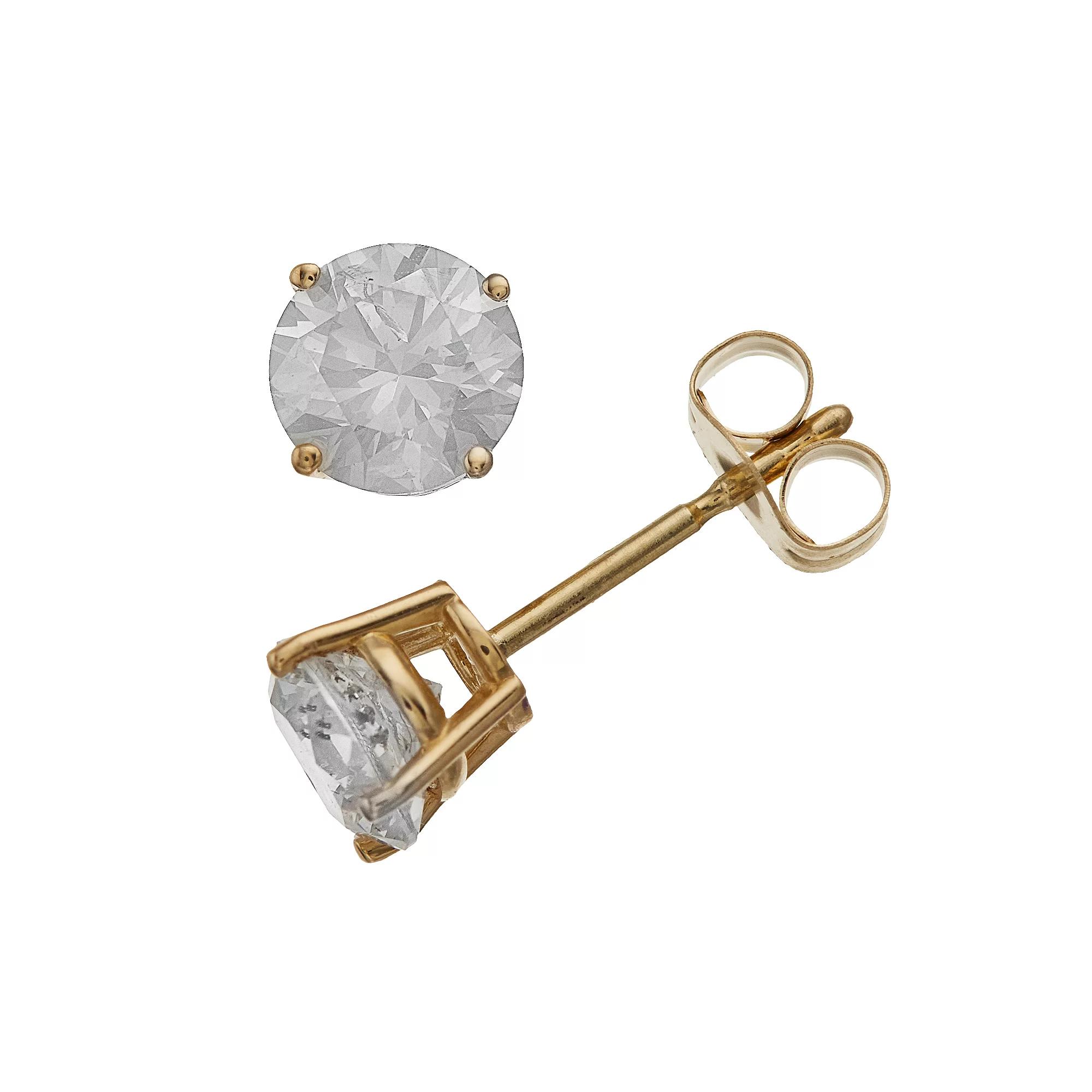 14k Gold 1 Carat T.W. Diamond Stud Earrings, Women's Product Image