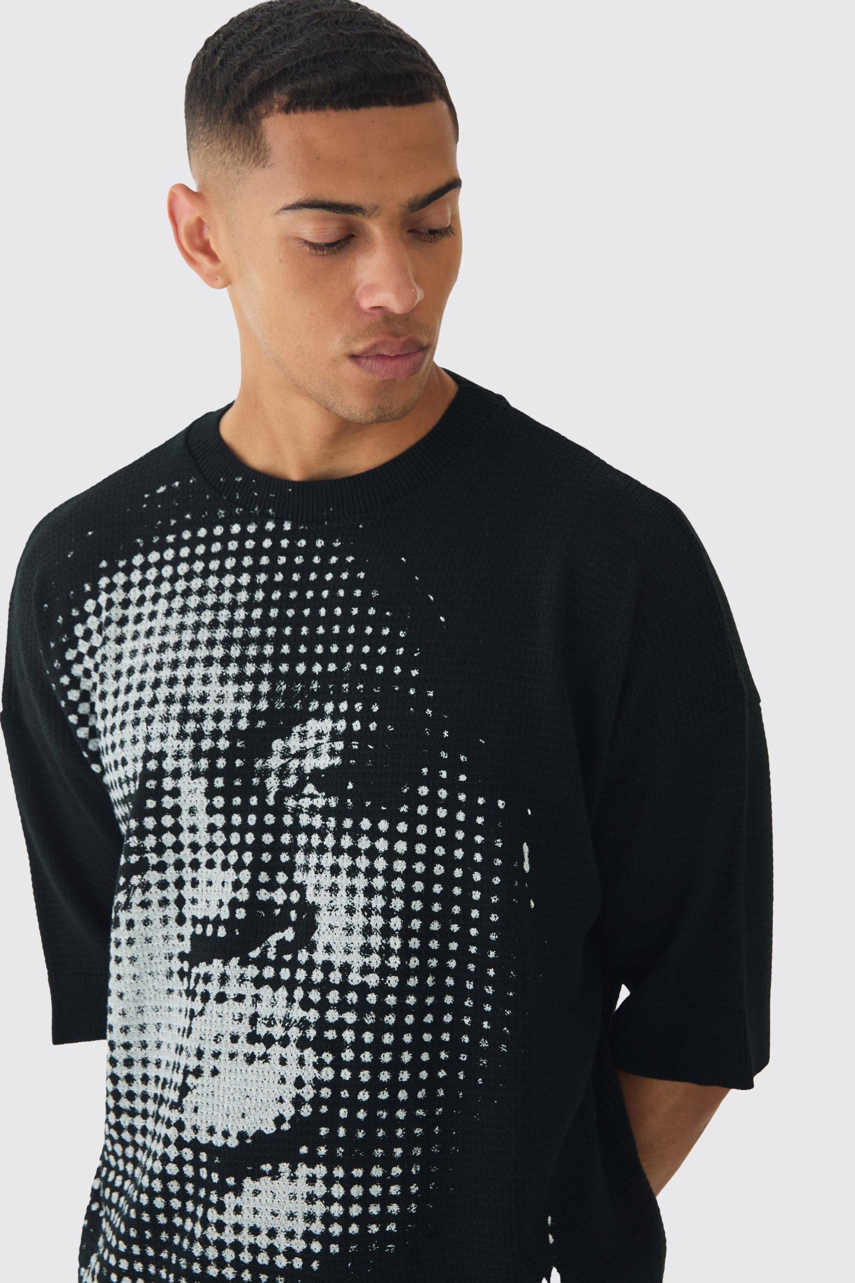 Oversized Open Stitch Biggie License Printed Knitted T-shirt | boohooMAN USA Product Image