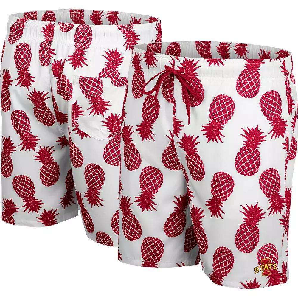 Men's Colosseum White Iowa State Cyclones Pineapples Swim Shorts, Size: XL Product Image