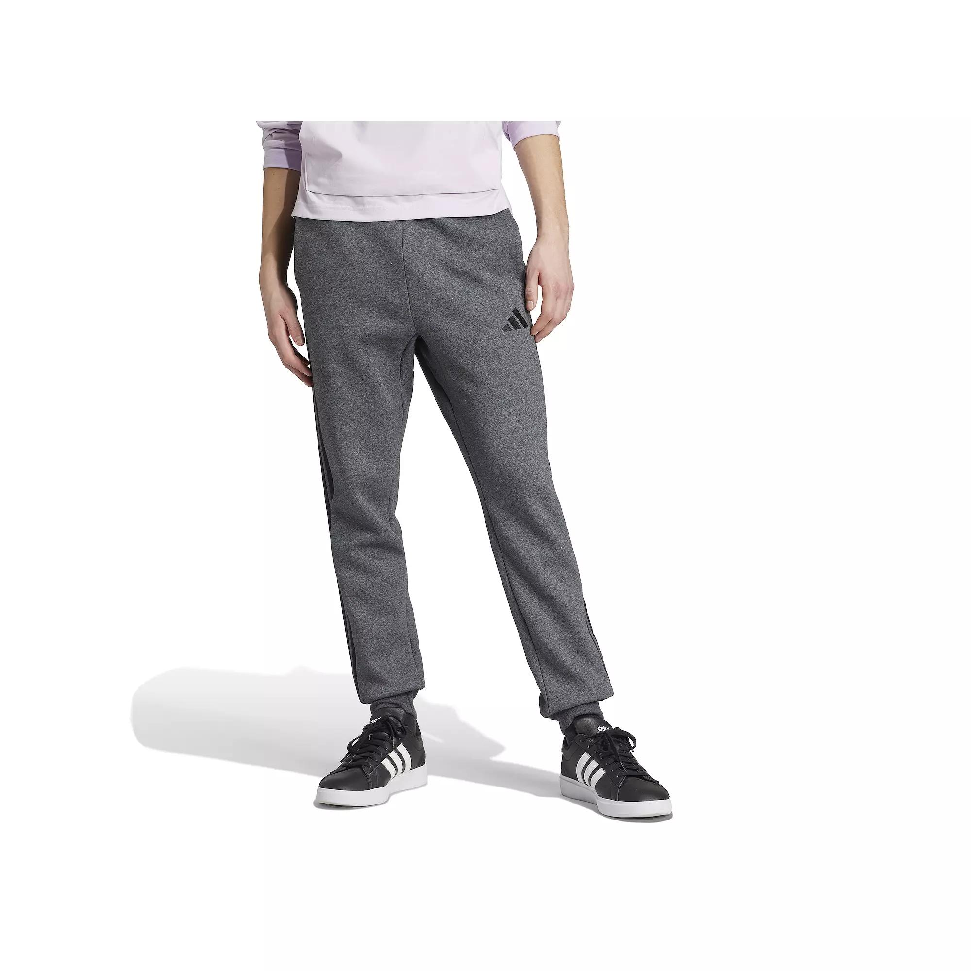 Men's adidas Essentials 3-Stripes Fleece Sportswear Sweatpants, Size: Large, Dark Grey Grey Product Image