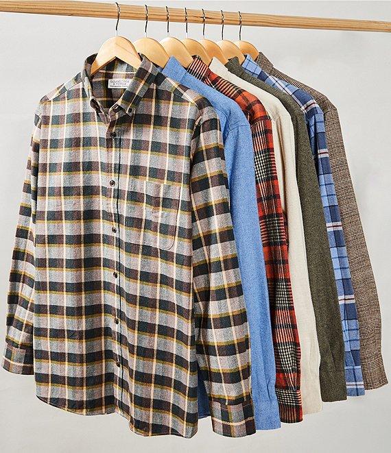 Roundtree & Yorke Long Sleeve Houndstooth Portuguese Flannel Sport Shirt Product Image
