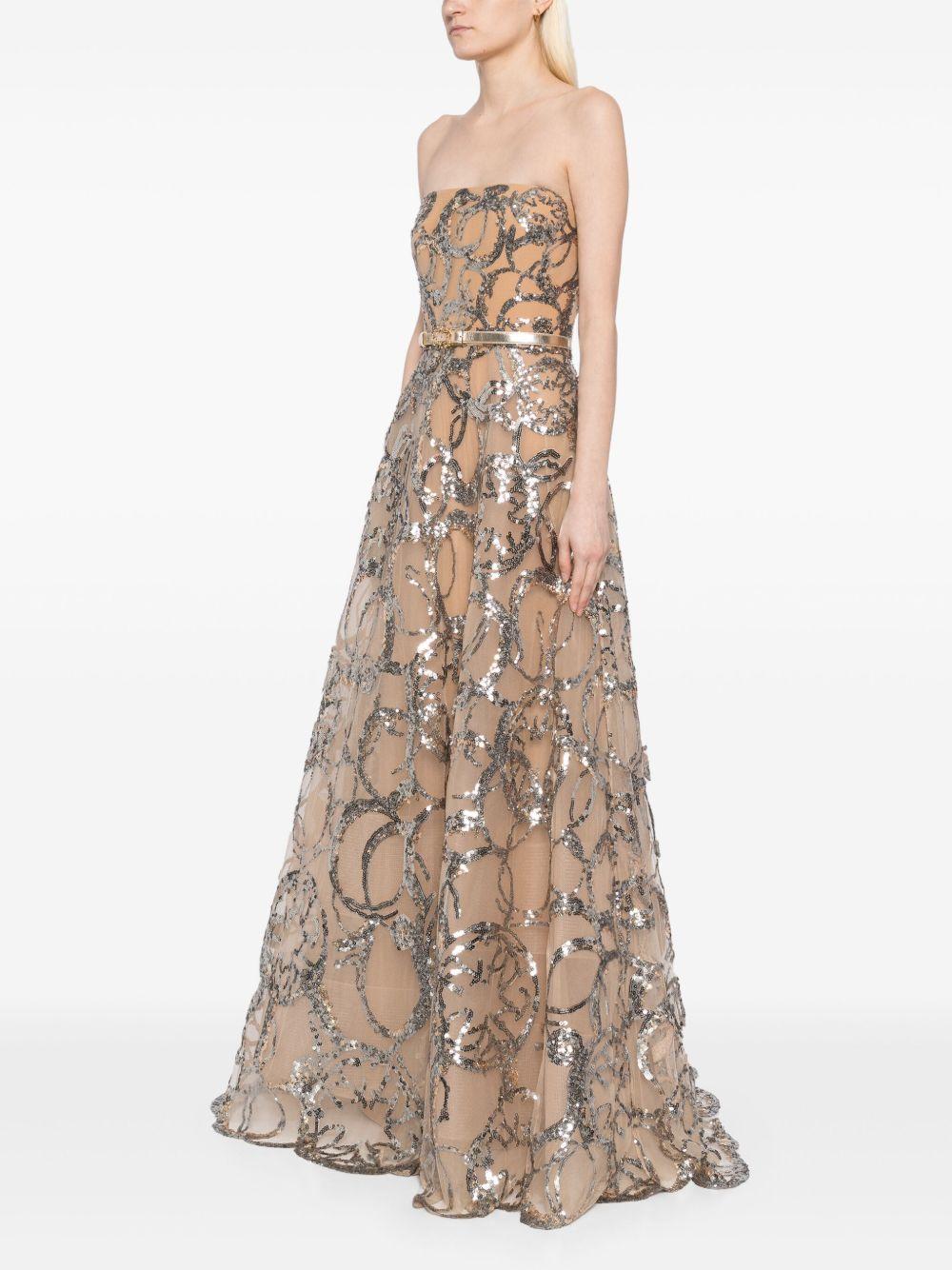 embroidered strapless gown Product Image