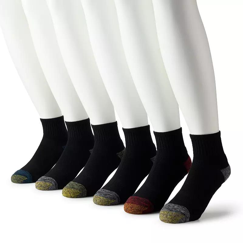 Mens GOLDTOE 6-Pack Athletic FIT TEC Cushion Quarter Socks Product Image
