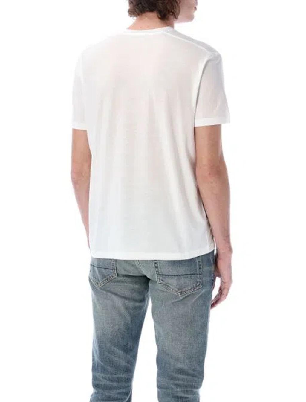 TOM FORD Placed Rib Slim-fit Lyocell And Cotton-blend T-shirt In Neutrals Product Image