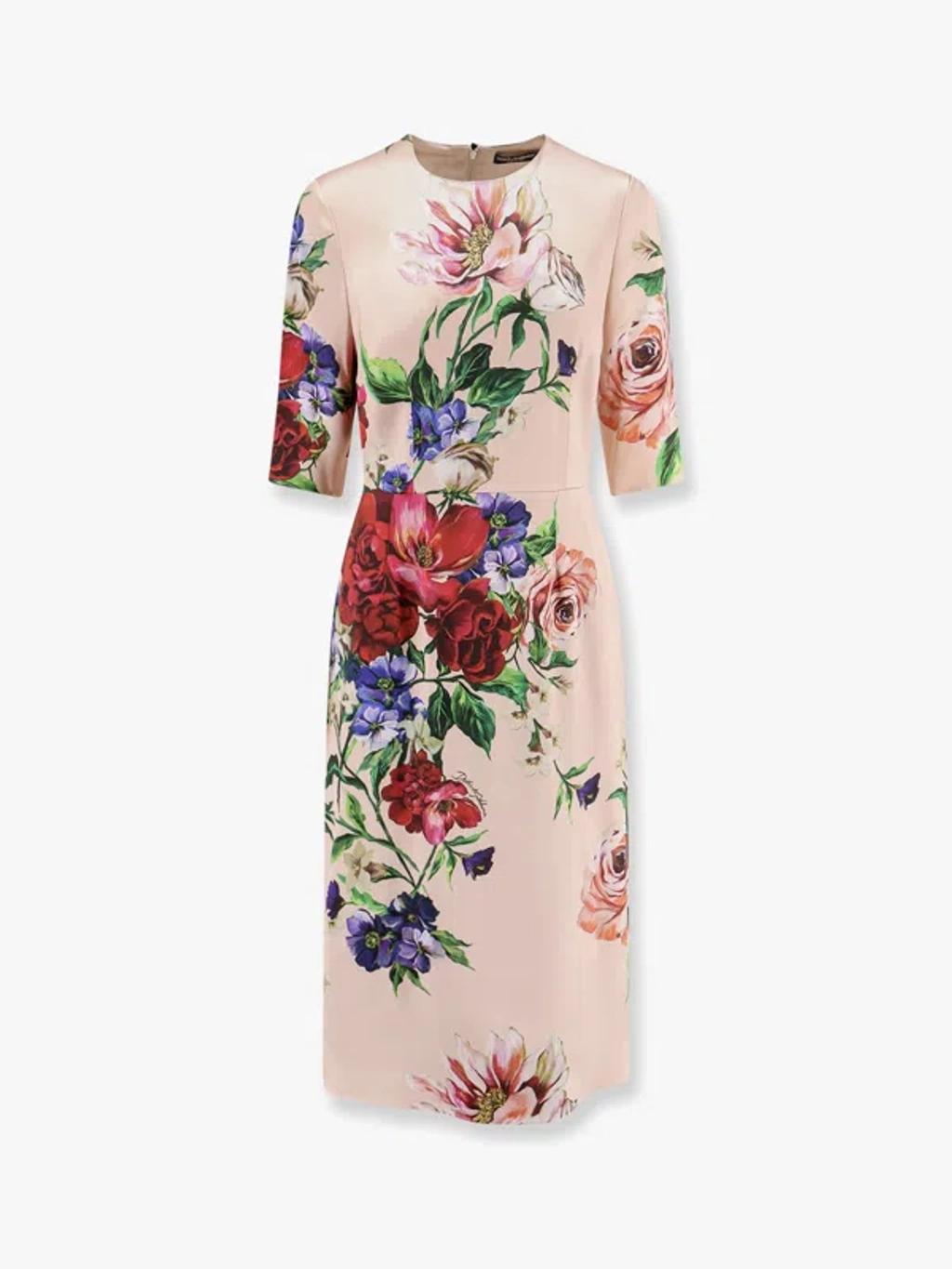 DOLCE & GABBANA Women Flower Print Midi Dress In Neutral Product Image