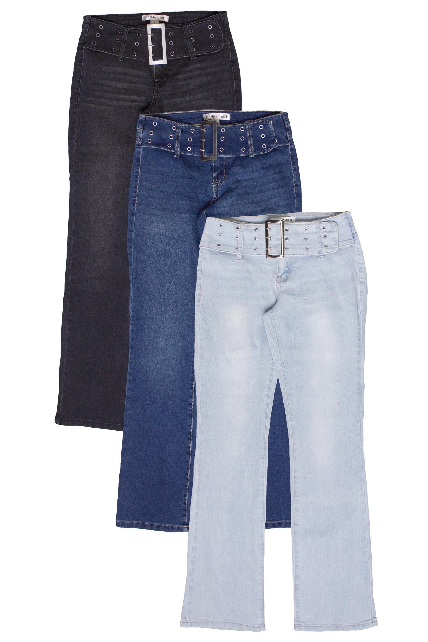 Low Rise Bootcut Belted Jeans Product Image