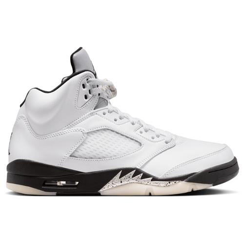 Jordan Mens Air Retro 5 Basketball Shoes in White/Sail/Metallic Silver Product Image