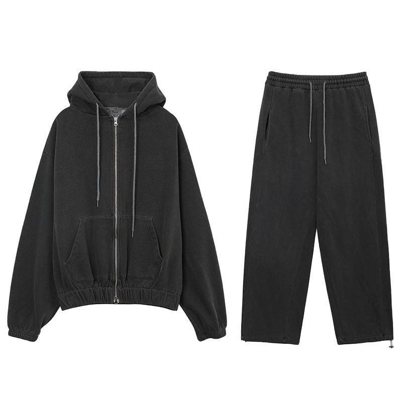 RT No. 6399 CHARCOAL GRAY ZIP-UP HOODIE & SWEATPANTS Product Image