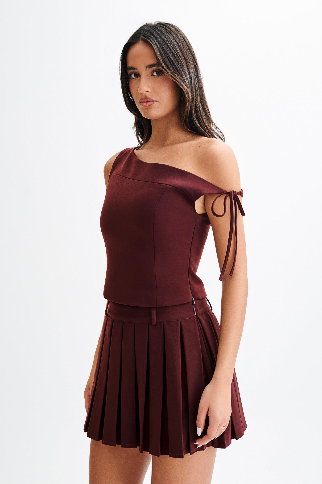 Ramsey Suiting Off Shoulder Top - Plum Product Image