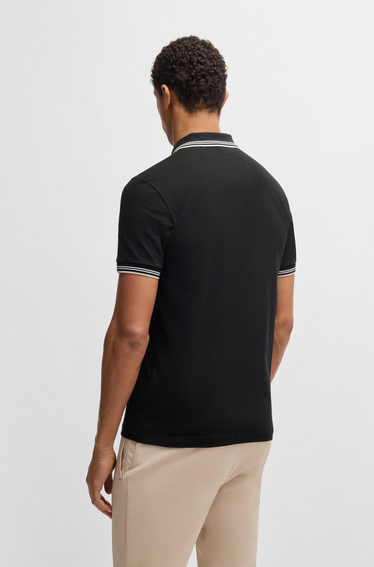 Stretch-cotton slim-fit polo shirt with branding Product Image