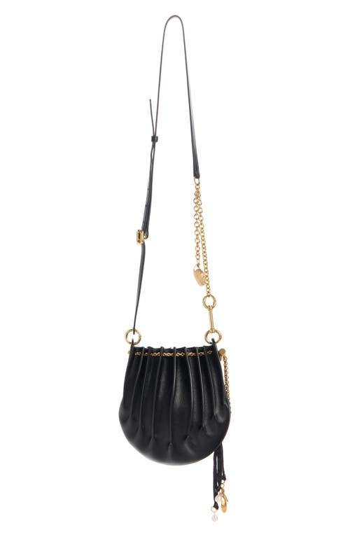 CHLOÉ Sea Treasures Embellished Pleated Leather Shoulder Bag In Black Product Image