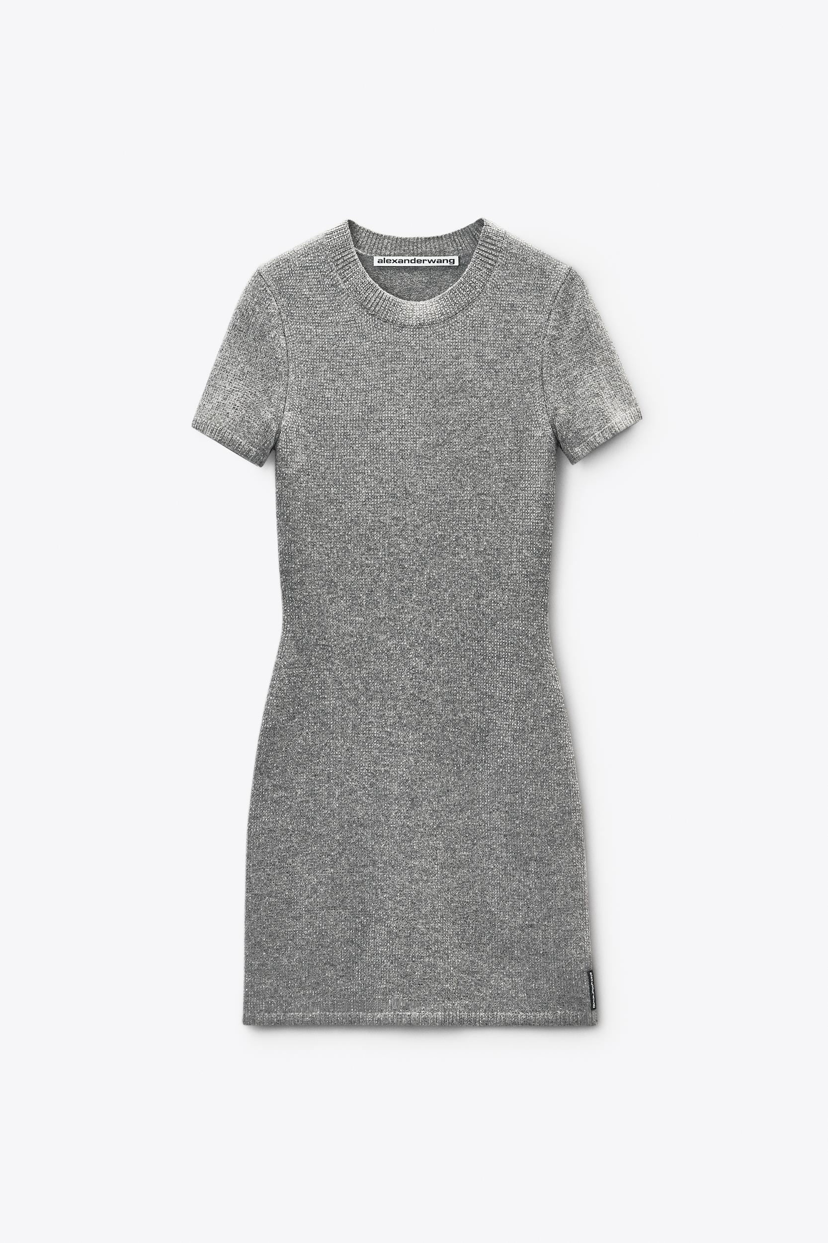 Grey Wool-blend Hotfix Dress Product Image
