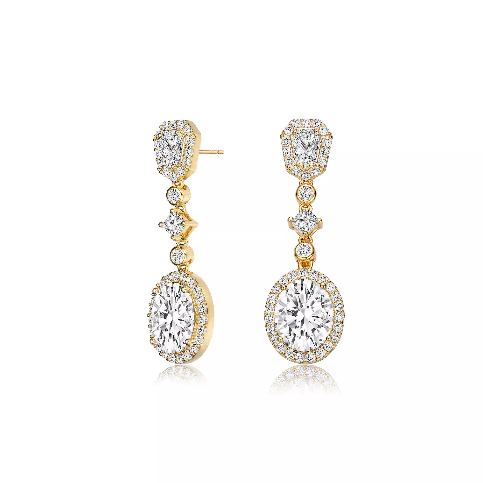 Sterling Silver Cubic Zirconia Accent Long Drop Earrings, Womens, Gold Tone Product Image