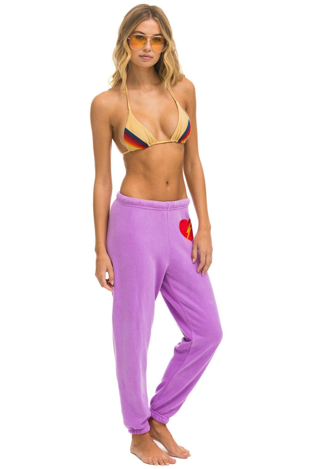 5 STRIPE SWEATPANTS - NEON PURPLE // PINK Female Product Image
