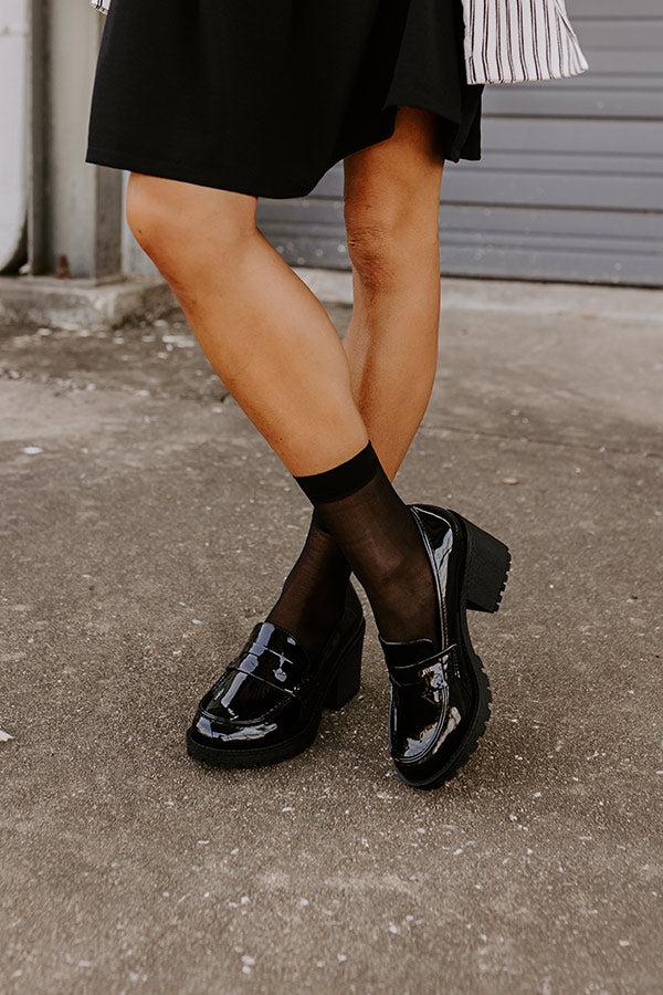 The Amara Patent Heel Loafer In Black Product Image