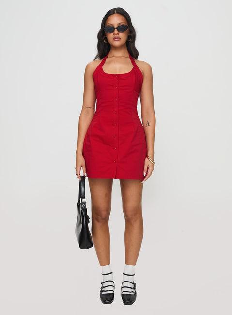 Mallorie Halter Mini Dress Red Product Image