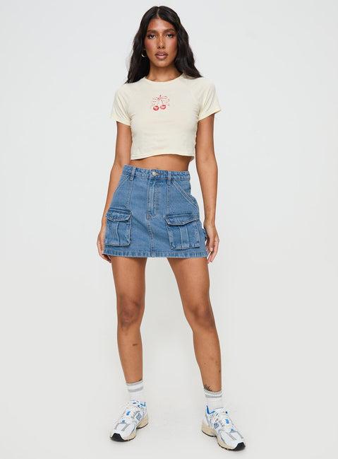 Chillders Denim Mini Skirt Mid Wash Tall Product Image