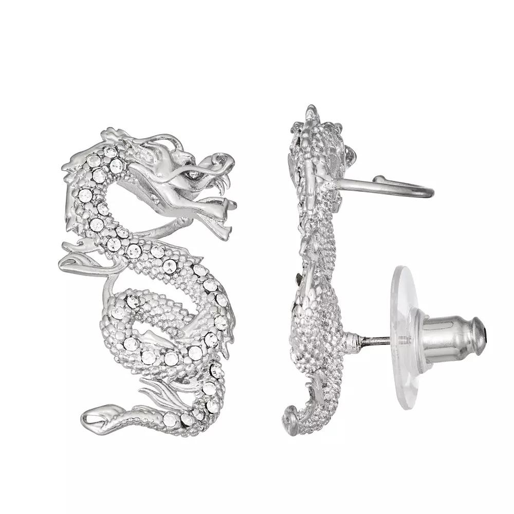 Simply Vera Vera Wang Dragon Crawler Earrings, Women's, Silver Tone Product Image