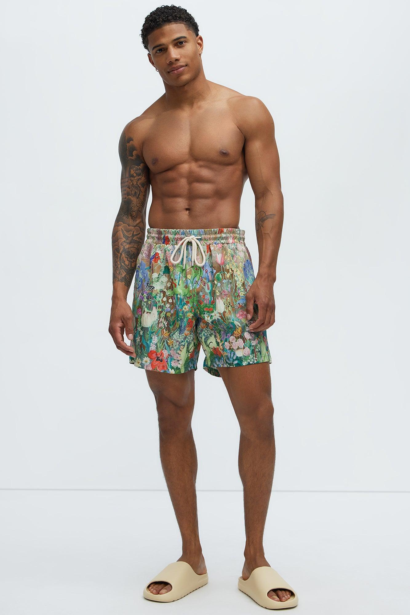 Watercolor Garden Swim Mid Trunk - Multi Color Product Image