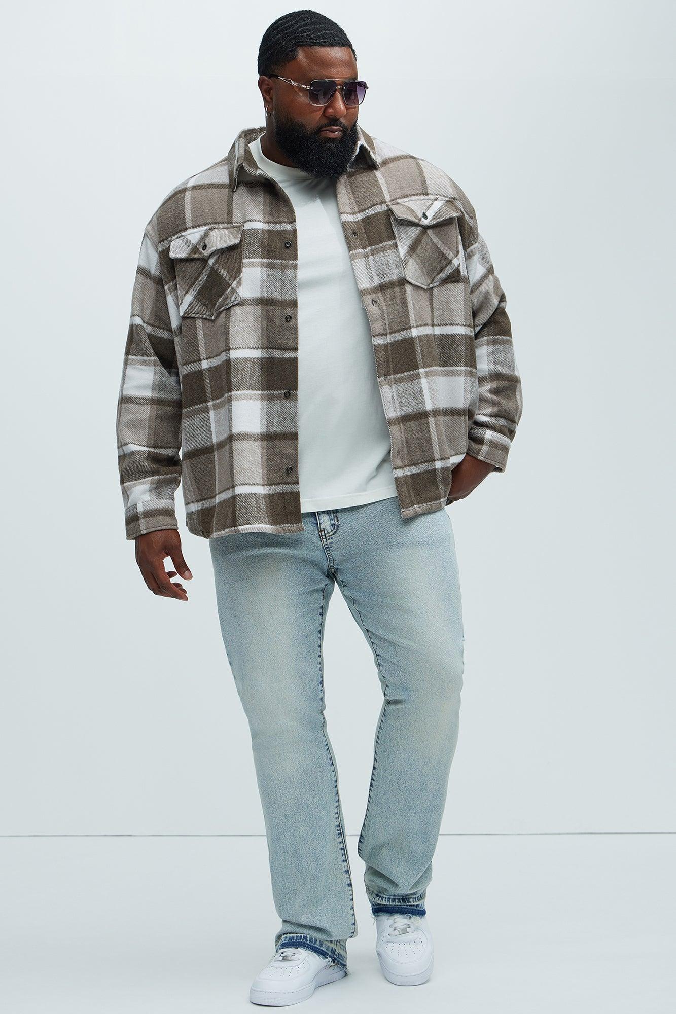 Wanted Plaid Shacket - Brown Male Product Image