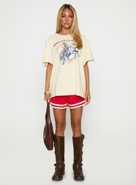 Born To Live Wild Graphic Top White Product Image