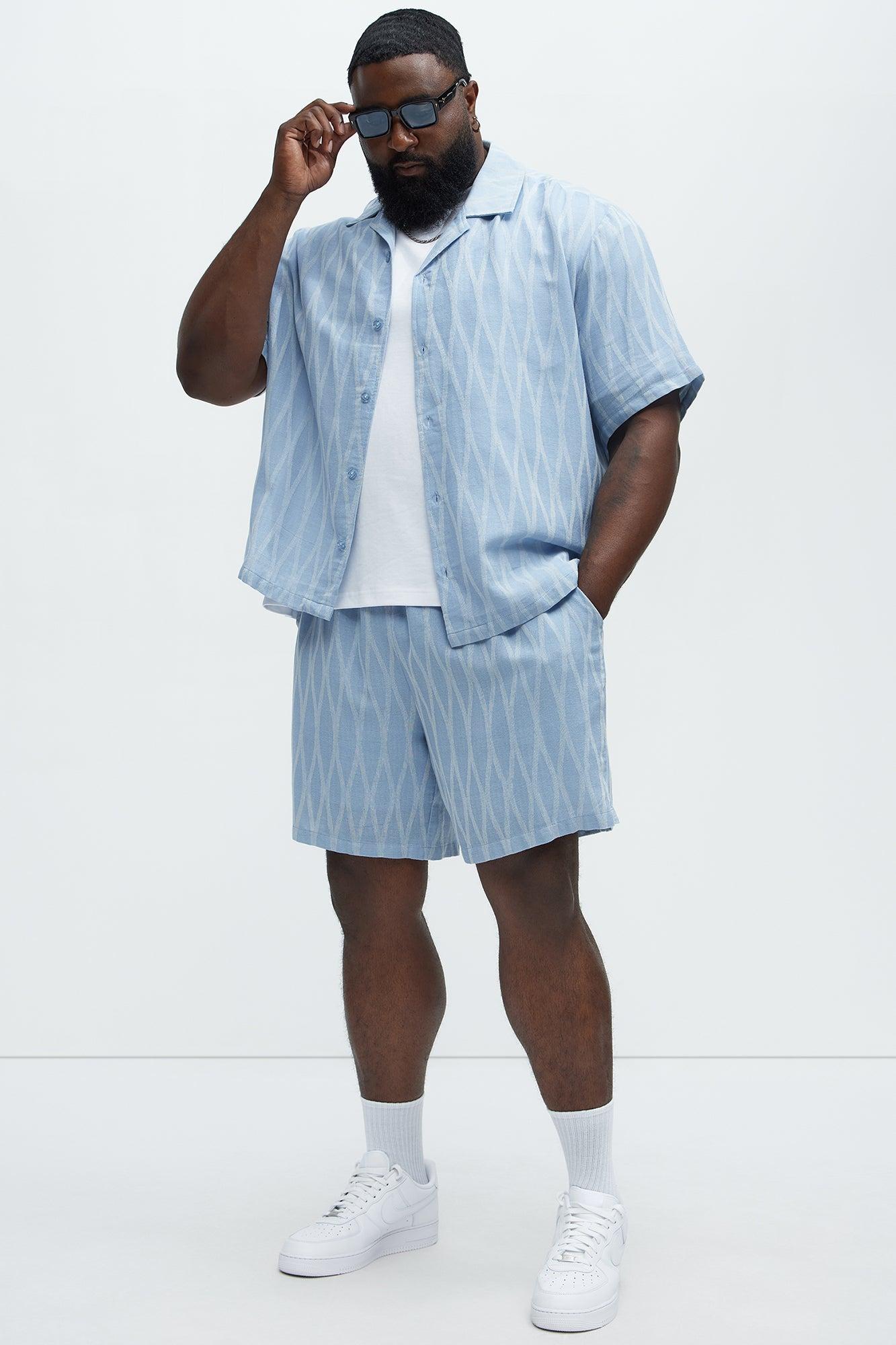 Waved Lines Shorts - Blue/combo Product Image