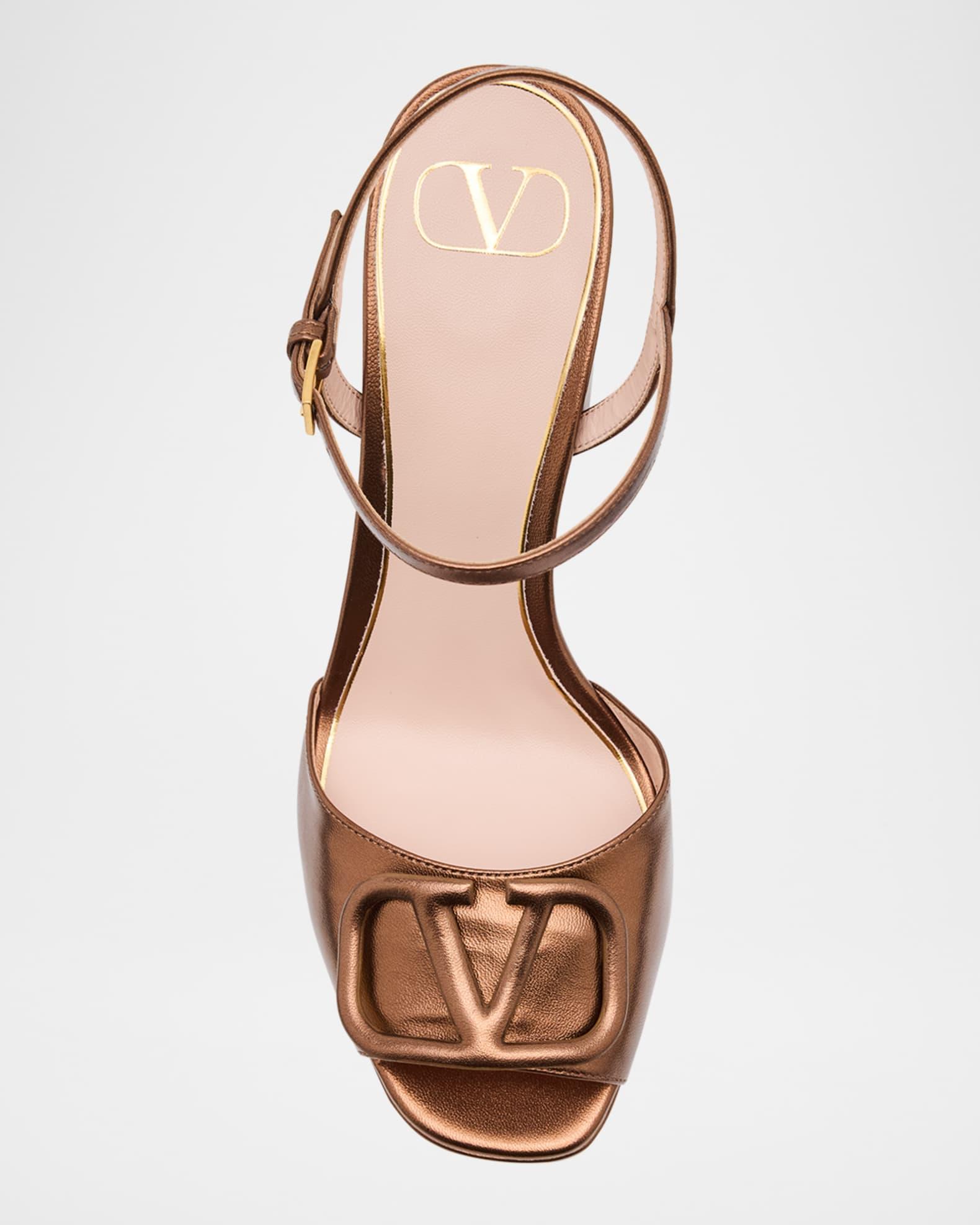 VLogo Signature Metallic Leather Platform Sandals Product Image