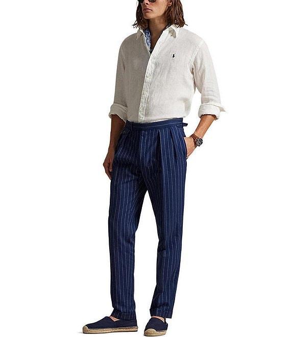 Polo Ralph Lauren Piece Dye Solid Linen Long Sleeve Woven Shirt Product Image