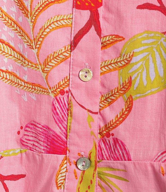 J.Marie Coordinating Woven Playa Button Up Ruffle Top Product Image