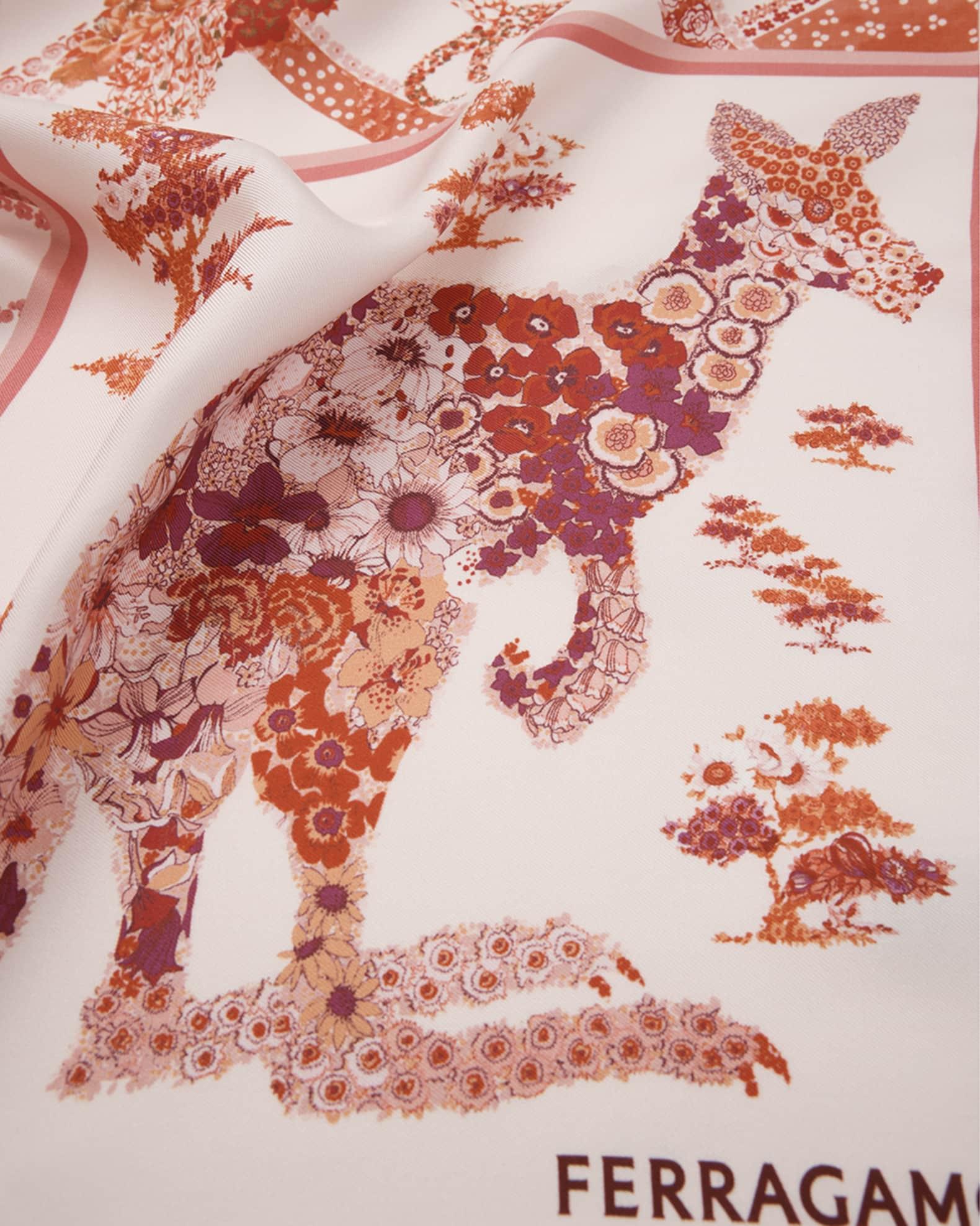 Rosa Patchwork Print Silk Foulard Scarf Product Image
