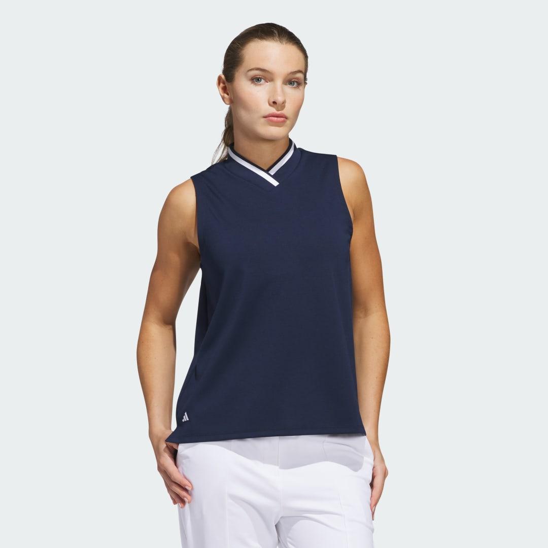 adidas Go-To Sleeveless Polo Shirt Collegiate Navy XL Womens Product Image