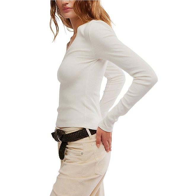 Free People Neria V-Neck Long Sleeve Exposed Seam Tee Product Image