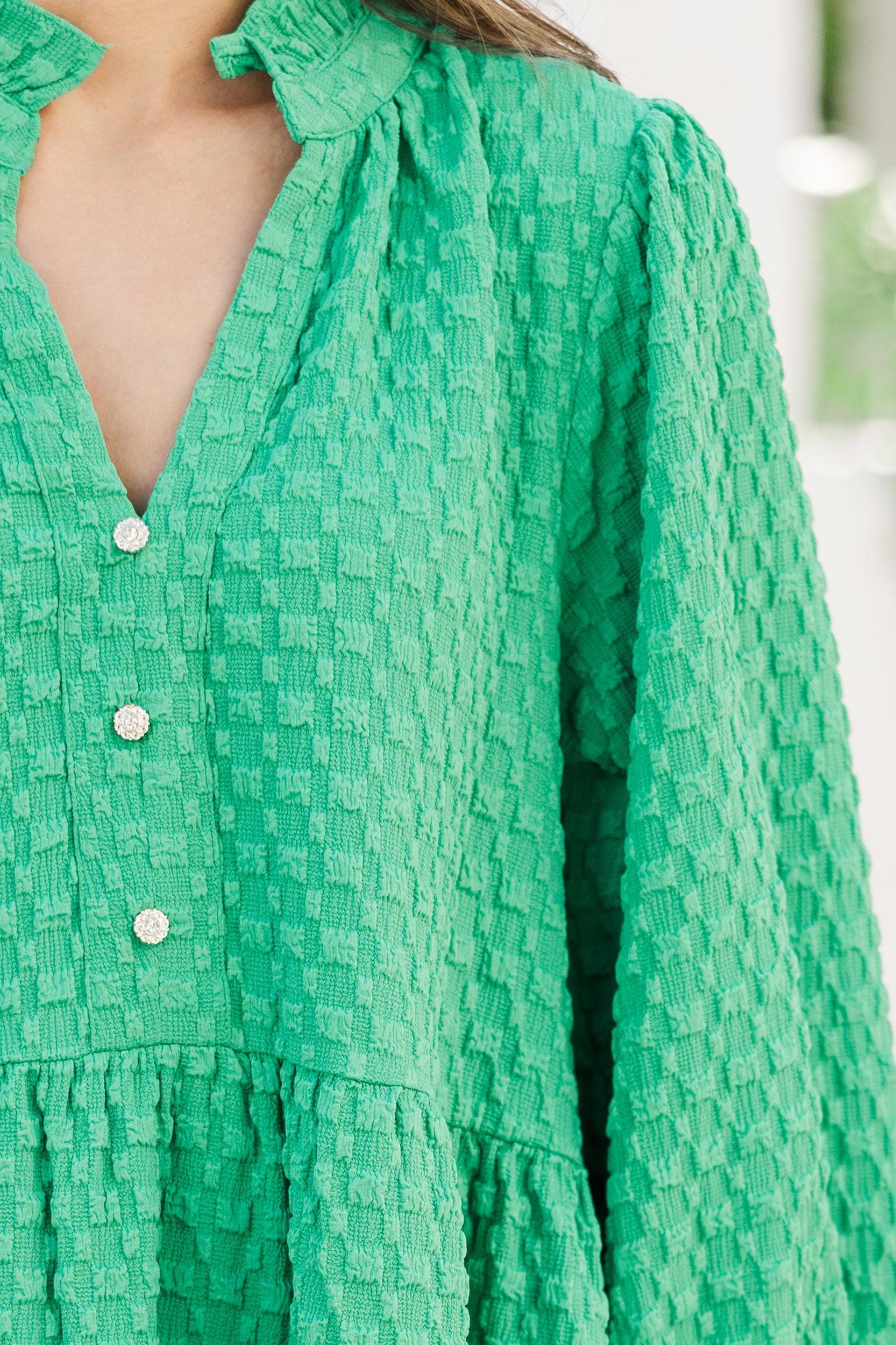 All Up To You Green Textured Dress Female Product Image