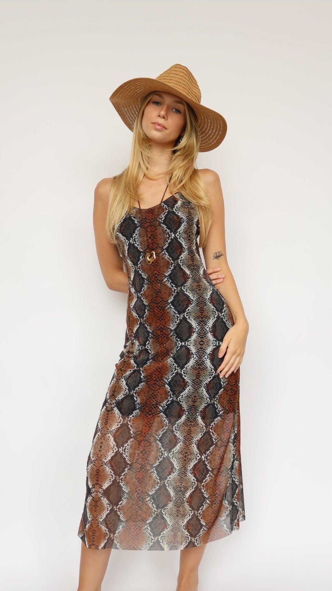 Wild Allure Snake Print Mesh Dress Product Image