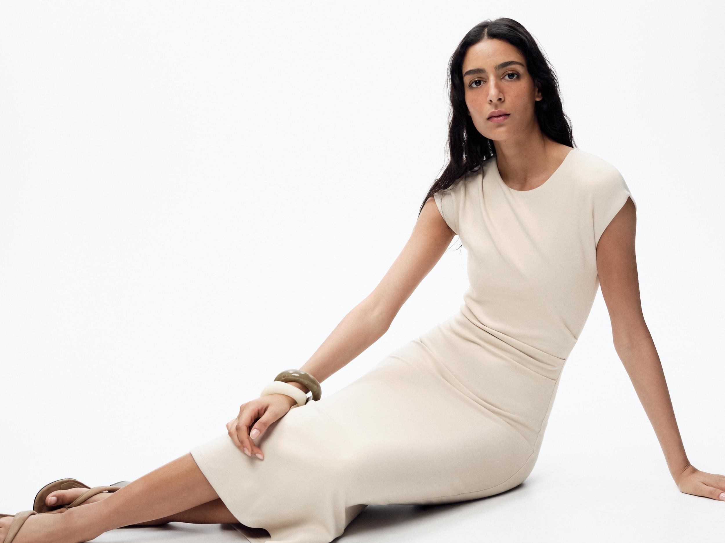 SIDE DRAPED MIDI DRESS Product Image