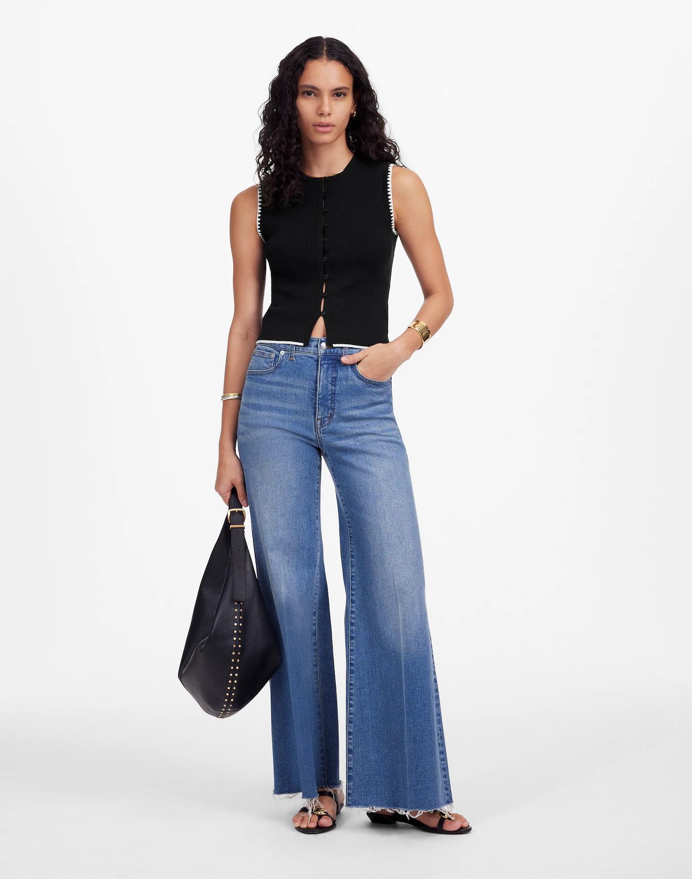 Blanket-Stitch Crewneck Sweater Tank Product Image