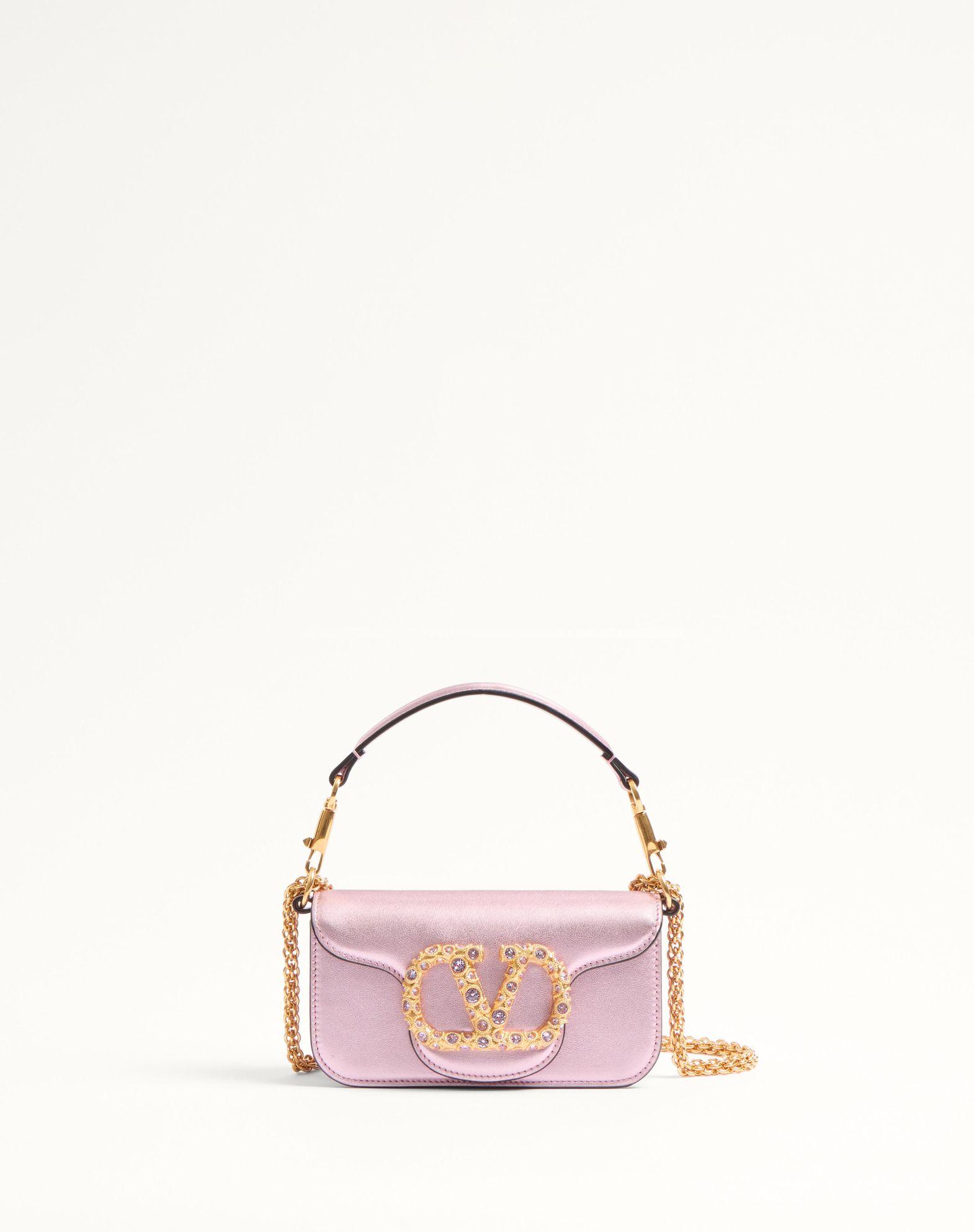 Valentino Garavani Locò Small Shoulder Bag In Laminated Calfskin With Jewel Logo Product Image