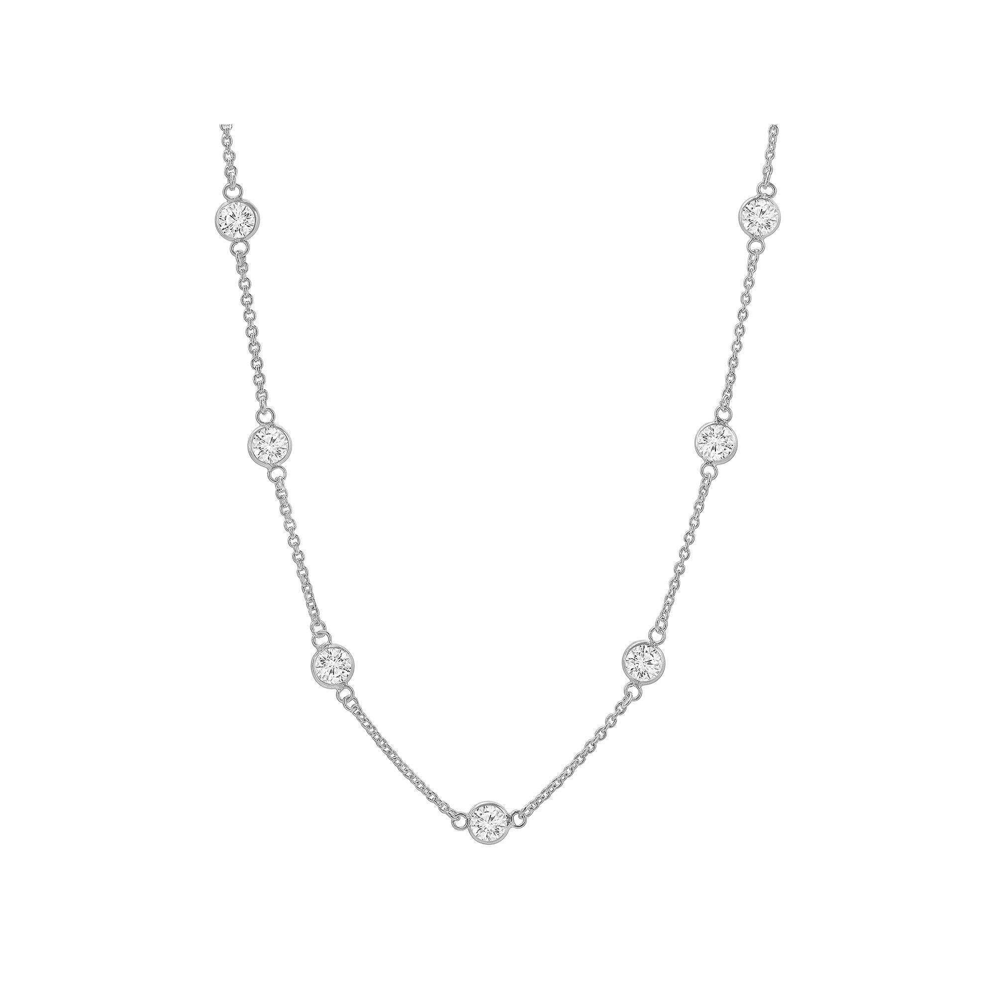 PRIMROSE Sterling Silver Cubic Zirconia Station Necklace, Women's, Size: 20" Product Image