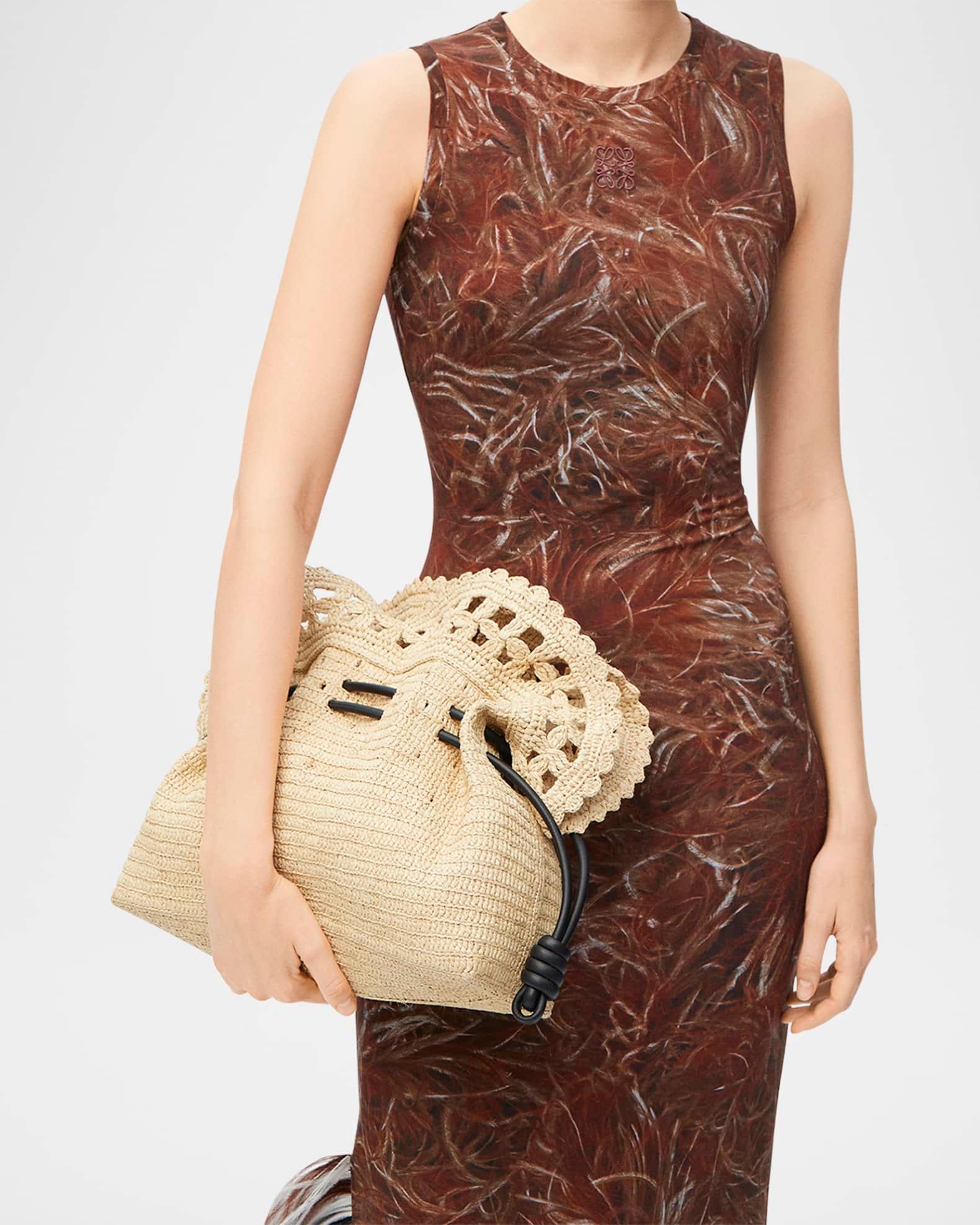 x Paula’s Ibiza Flamenco Medium Ruffled Clutch Bag in Raffia Product Image