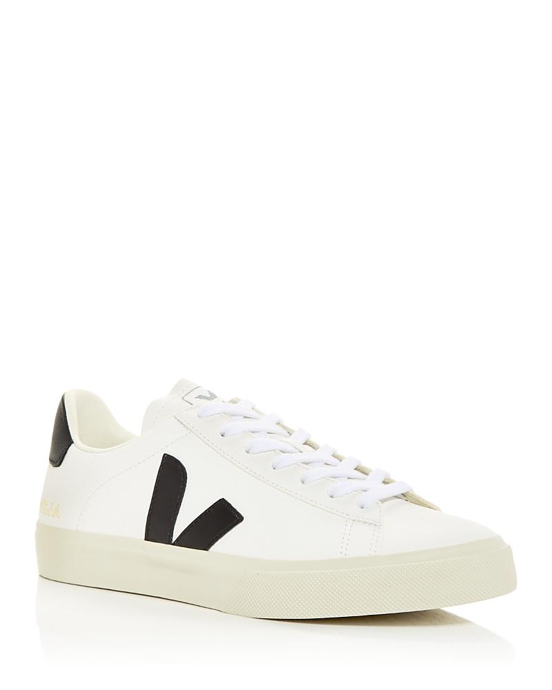 Veja Mens Campo Low Top Leather Sneakers in Black/White Product Image