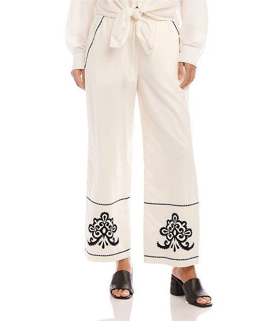 Karen Kane Embroidered Wide Leg Pants Product Image